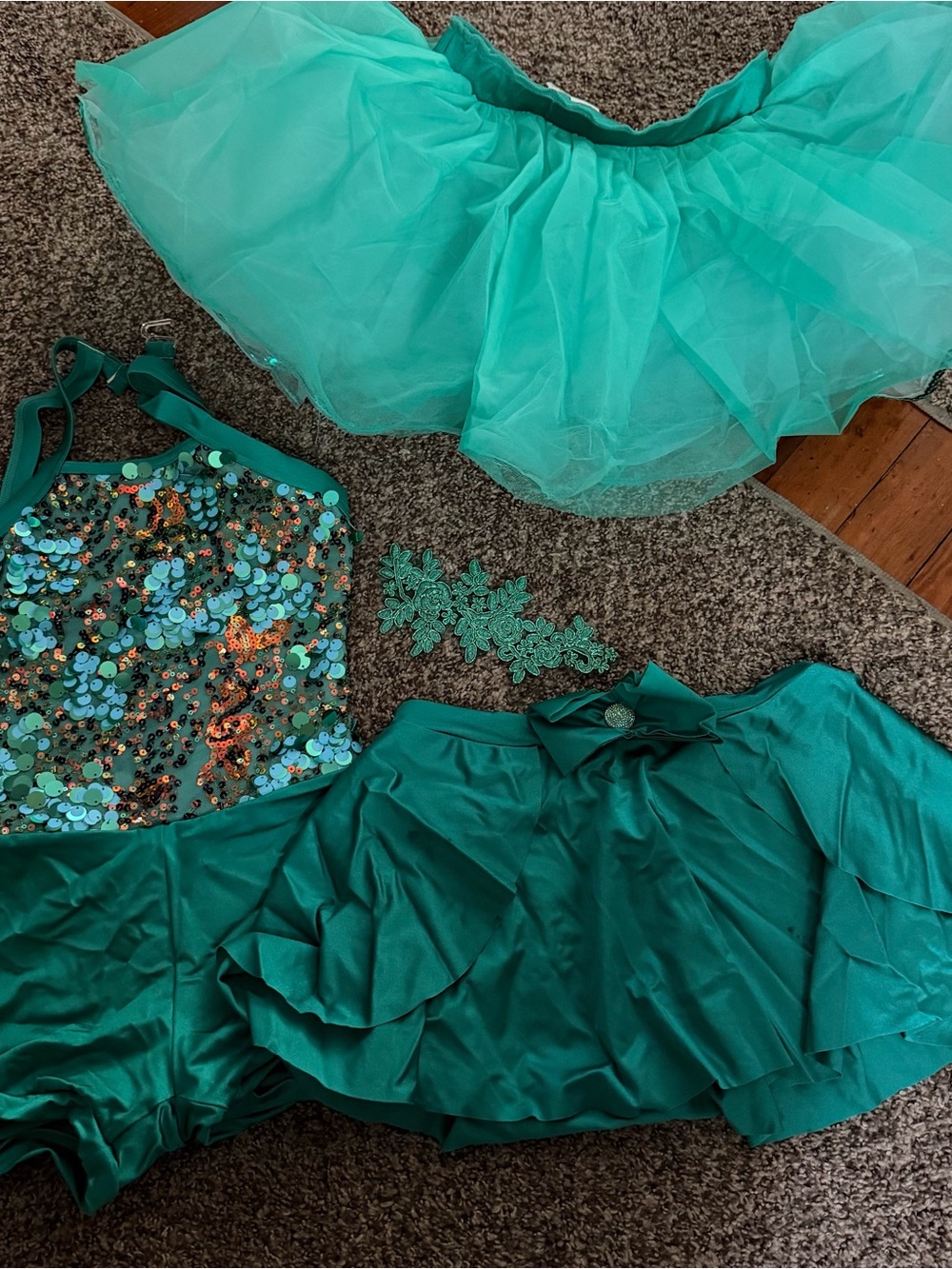 Weissman Teal Sequin Dance Costume Set with Tutu